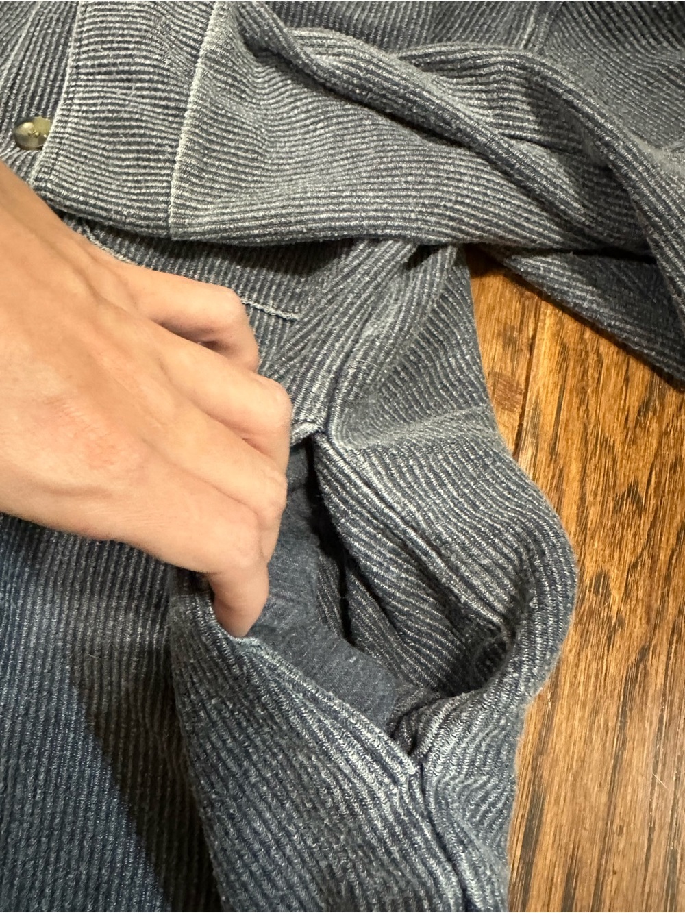 Thread & Supply Ribbed Blue Shacket Size Large - Picture 3 of 5